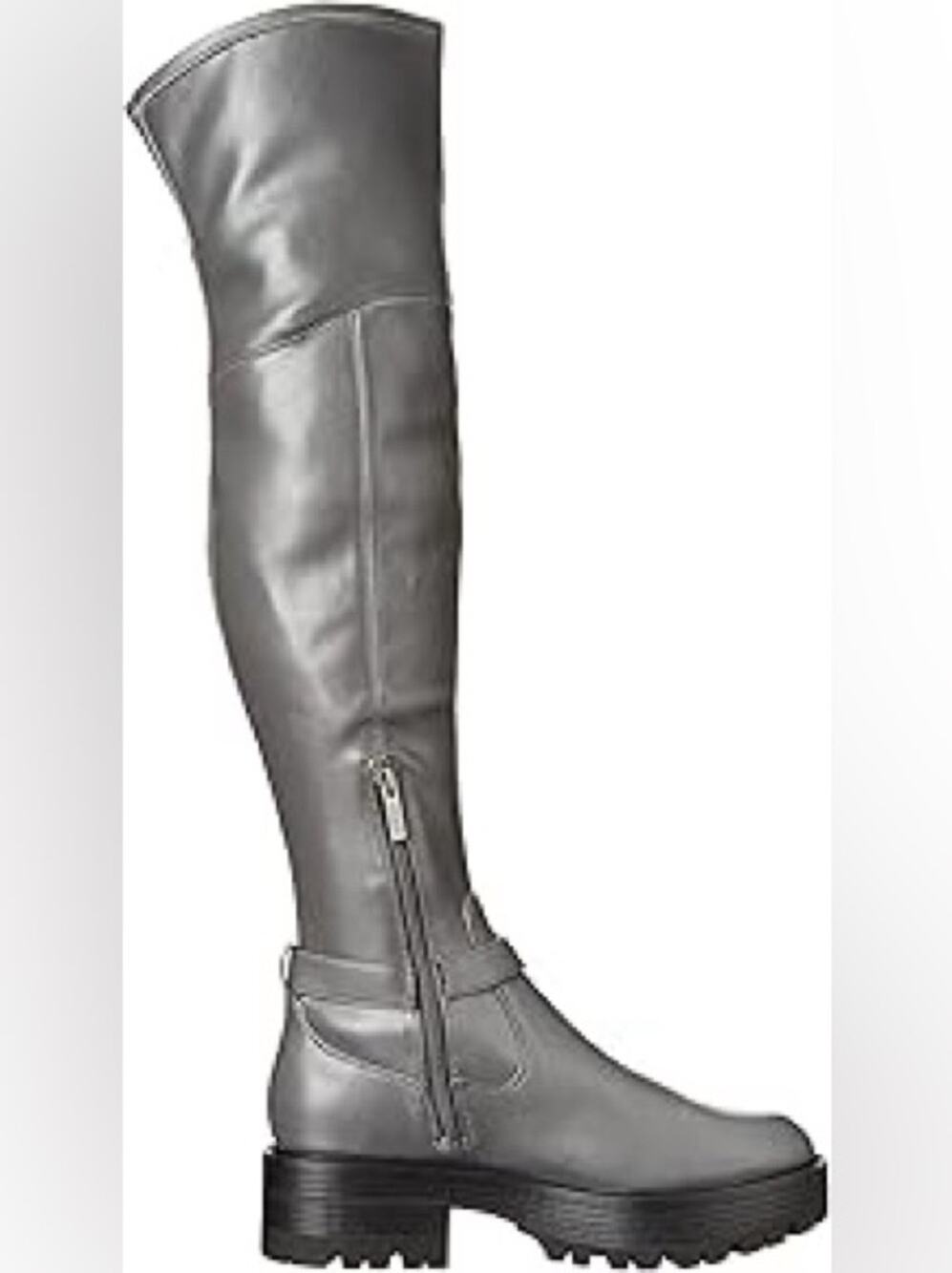 NEW GUESS Over the Knee Grey Boots Lug Sole Size 5 City Chic Frazer Tall Zip